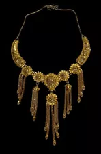 Ethnic Boho Indian Jewelry Gold Tone Bollywood Necklace 16” To 17” Low Shipping