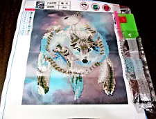 White Wolf Dream Catcher 3D Round Diamond Cross Stitch Painting Kit - NIP (#106)