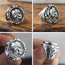 Hobo Nickel Brave Skull Rings Men's Mexican Indian Biker Style Ring Gift