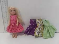 Doll Clothes Handmade to fit 5" Chelsea Barbie doll- Lot 0f 4--Dresses,- L41