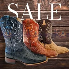 SALE! TJAYZ Mens Leather Alligator Style Boots Bota Cowboy Shoes work NEW square