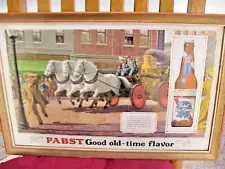 Vtg Bar Advertising Sign Pabst Blue Ribbon Beer Good Old-Time Flavor Firetruck