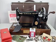 EXCELLENT 1938 SINGER 99K SEWING MACHINE,SERVICED, HANDCRANK for LEATHER, FABRIC