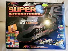 AFX Super International 4-Lane Mega G+ HO Slot Car Track Set w/Tri-Power