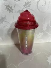 2009 Starbucks Summer Frappuccino Tumbler Cold Cup Red Whip Lid No Straw