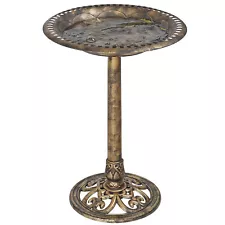 28" Height Pedestal Bird Bath Outdoor Garden Decor Vintage Yard Birdbath Bronze