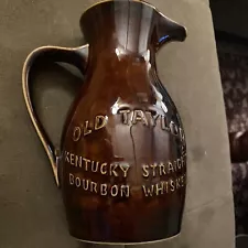 Old Taylor Kentucky Straight Bourbon Whiskey Water Brown Pitcher Pub Jug