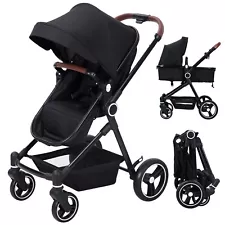 2 in1 Baby Stroller, High Landscape Infant Stroller, Reversible Bassinet Pram...