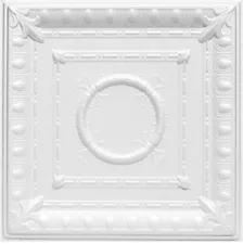 Ceiling Tile Foam Glue-up Ceiling Tile Romanesque 21.6 sqft Case Pack of 8 White