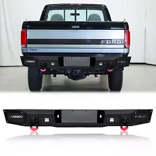 For 1992-1997 Ford F150/F250/F350 New Rear Bumper with LED Lights + D-Rings