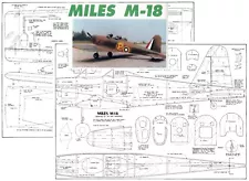 Model Airplane Plans (RC): Miles M-18 1/8 Scale 44" Wingspan for .20 Engine