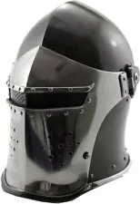 Viking Visored Barbuta Battle Knight Helmet Black Medieval Helm Armor SCA LARP