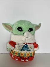 Star Wars Mandalorian Child Plush Baby Yoda Grogu Ugly Holiday Sweater Mattel 8"