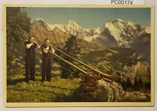 Alp Horn Players Alphornblaser mit Eiger Monch Postcard