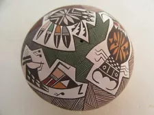 Vintage Acoma Southwestern Pottery, D Lewis, Seed Pot