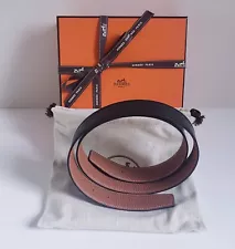 HERMES HERMÈS 32MM REVERSABLE LEATHER BELT STRAP NOIR GOLD SIZE 90 - BRAND NEW