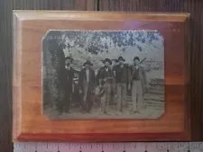 Engraved Antique Photo Wood Plaque Western Men Gun NOT TINTYPE St Louis Missouri