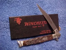 1987 Winchester USA 1901 Jigged Bone Bowtie Fishtail Folding Knife in box