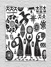 African Tribal Tapestry Wall Hanging Art Decoration for Room 2 Sizes Ambesonne