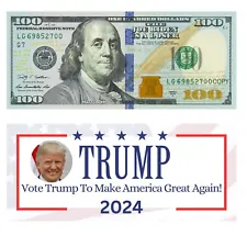 Vote Trump 2024 $100 Dollar Bill For Trump & Republican Fans Made In The USA