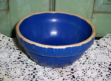 Vintage Stoneware Blue Small Mixing Bowl Farmhouse Decor Picket Fence 5"