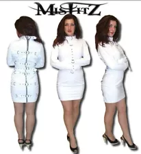 Misfitz white leather look buckle straitjacket dress. Size 10 Punk Fetish Club