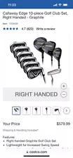 Callaway Edge 10-p, Golf Club Set, Right,Reg Flex, Graphite, 4PKR2414102272c