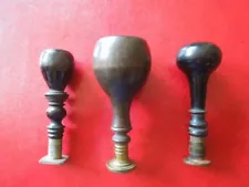 J5422 ANTIQUE DUTCH ? 3 X WAX SEALS WOOD HANDLES