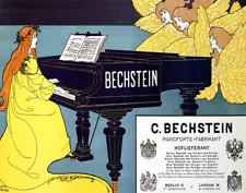 POSTER BECHSTEIN PIANO PLAYER ANGEL SONG MUSIC MUSICIAN VINTAGE REPRO FREE S/H