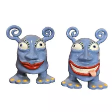 RARE MINT Mike Switzer For Silvestri Wacky Face Monster Salt And Pepper Shakers