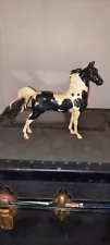 Breyer American Saddlebred Black White Pinto Horse Stallion Retired #1141