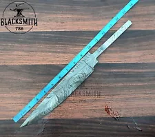 Hand Forged Feather Pattern Bowie knife Blank Blade Damascus Steel Blade