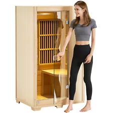 VEVOR Far Infrared Wooden Sauna Room Home Sauna Spa for 1 Person1140W