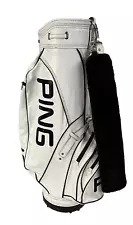 Very Nice Vintage Ping White Leather Staff Cart Golf Bag 6-Way 4 Pockets