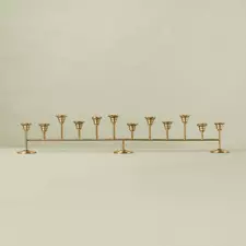 12ct Oversized Metal Taper Candelabra Antique Brass - Hearth & Hand™ with Magnol