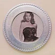 Original c1940s Rita Hayworth Aluminum Casino Poker Chip Token-Unc