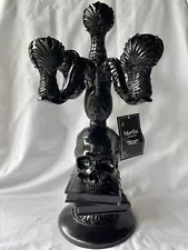 Martha Stewart Gothic 5 Candle Candelabra Halloween Skull On Books Decor LARGE!!