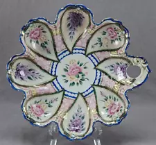 New ListingNippon Hand Painted Pink Floral Purple Wisteria Cobalt & Gold Large Bon Bon Dish