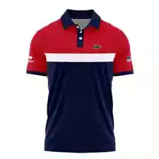 SALE! Lacoste Blue Red White US Open Tennis Champions Polo Shirt FANMADE PRINT