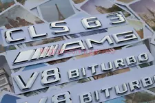 "CLS 63+ AMG + V8 BITURBO" Letters Trunk Embl Badge Sticker for Mercedes Benz