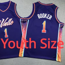 Youth Size Phoenix Devin 1# Booker Basketball Jersey All Stitched Purple