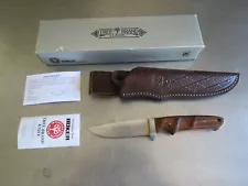 Boker Tree Brand Wood Handle Fixed Blade Knife with Leather Sheath, Papers & Box