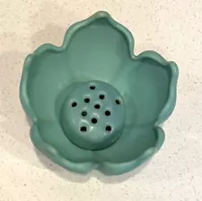 Vintage Van Briggle Ming Blue Turquoise Flower Frog & Bowl Signed Colo Springs