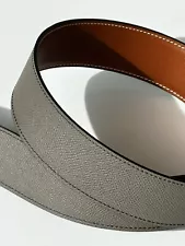 Authentic Hermes H Belt 42mm Reversible Leather Belt Strap Graphite /Gold Size