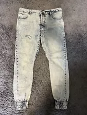 Zara Acid Wash Men Skinny Tapered Jeans Joggers 34x30 Limited Release