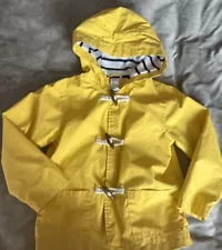 Classic Yellow Raincoat With Striped Hood For Boy Or Girl Size 4T So Cute!