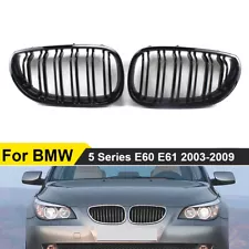 Pair Gloss Black Kidney Grille Dual For BMW E60 E61 525i 530i 550i M5 2005-2009 (For: 2009 BMW 550i)