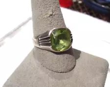 Vtg Art Deco Era Uncas Mens Ring Size 12 Sterling Silver Green Stone Peridot?