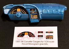 1991 to 1996 CORVETTE COUPE CONVERTIBLE ZR-1 GAUGE FACES - 1/24 REVELL MONOGRAM