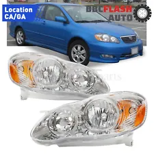 Headlights For 2003-2008 Toyota Corolla Chrome Housing HeadLamps Left&Right Pair (For: Toyota Corolla)